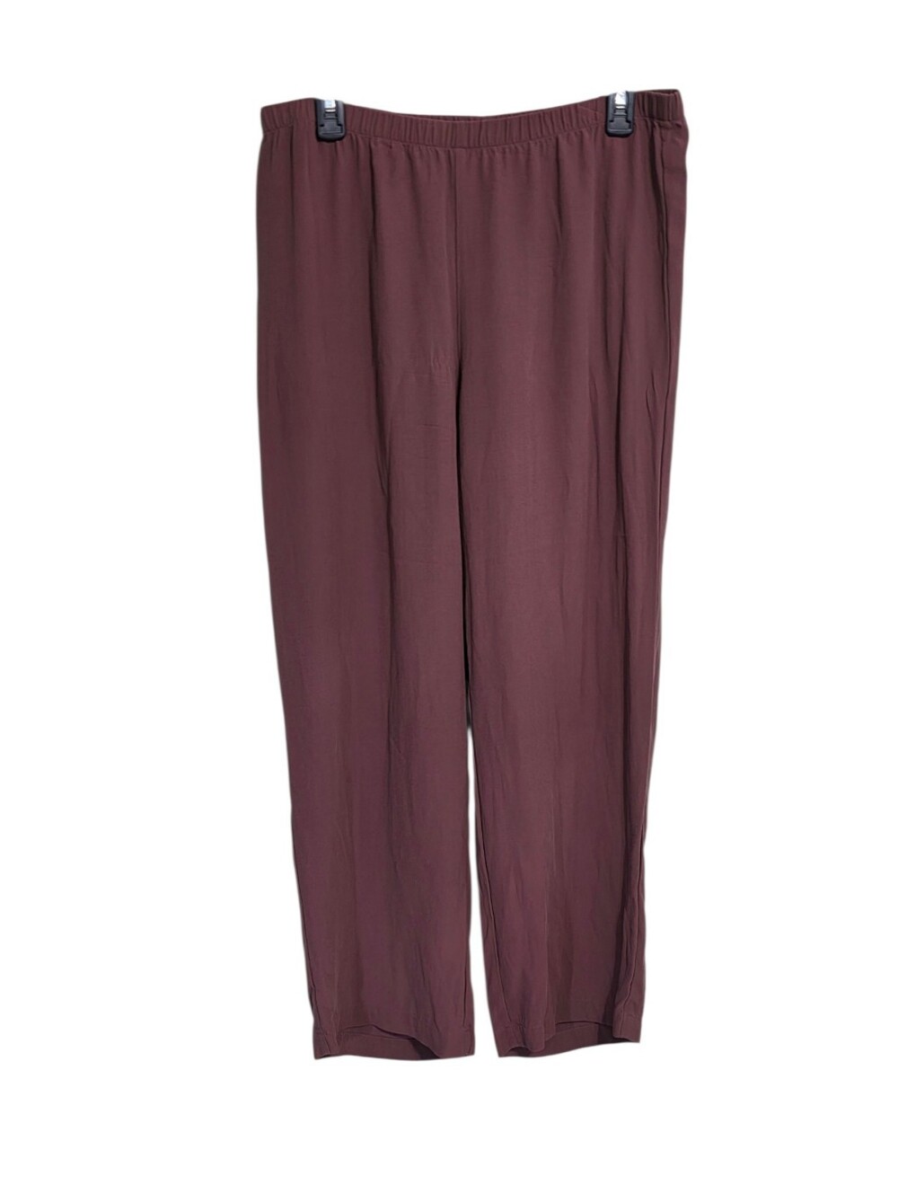 Eileen Fisher Mauve High Rise Pull On 100% Silk Pstraight Leg Crop Pants M